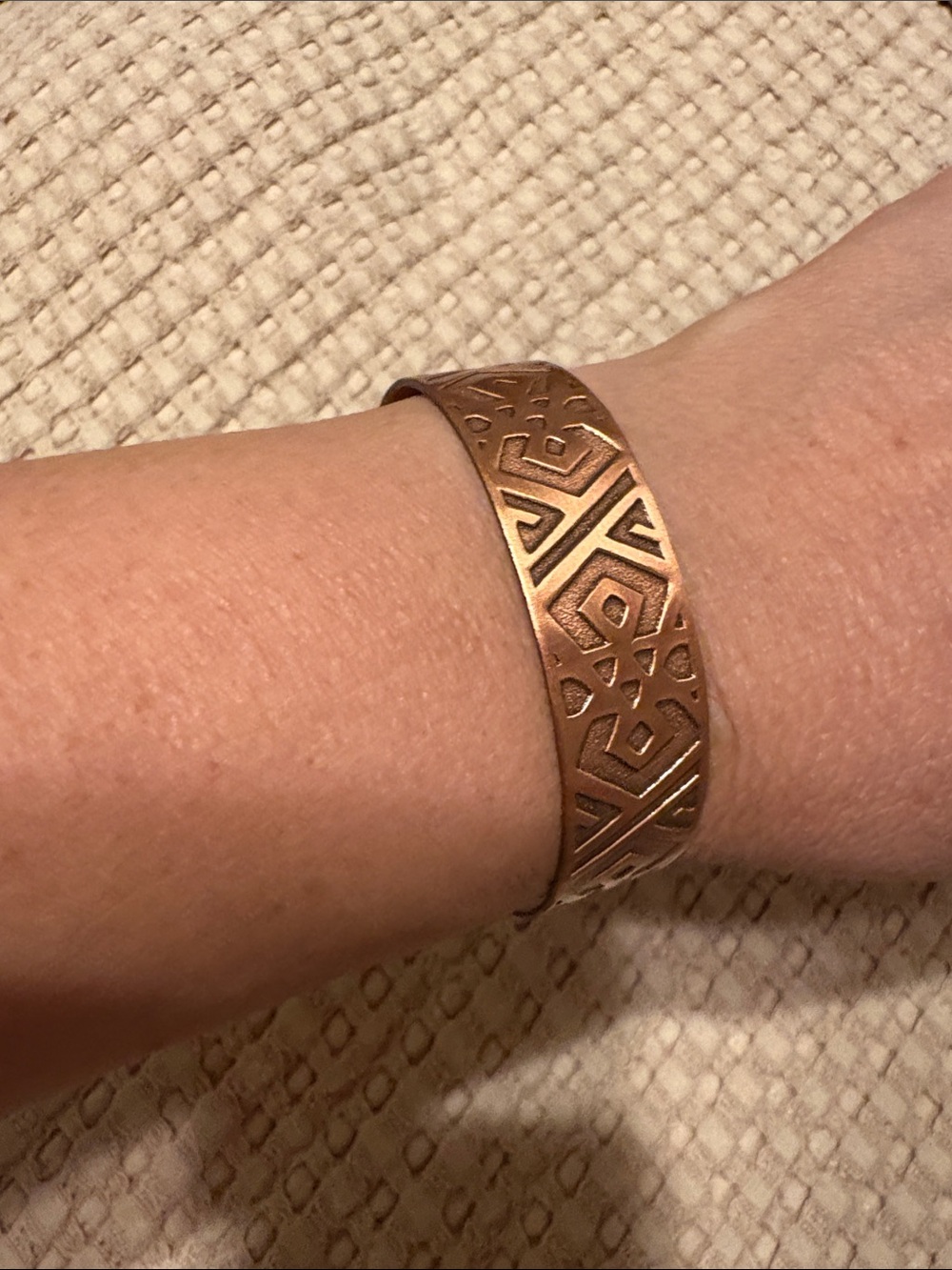 Etched Copper Open Cuff Bracelet - Women - Picture 4 of 4